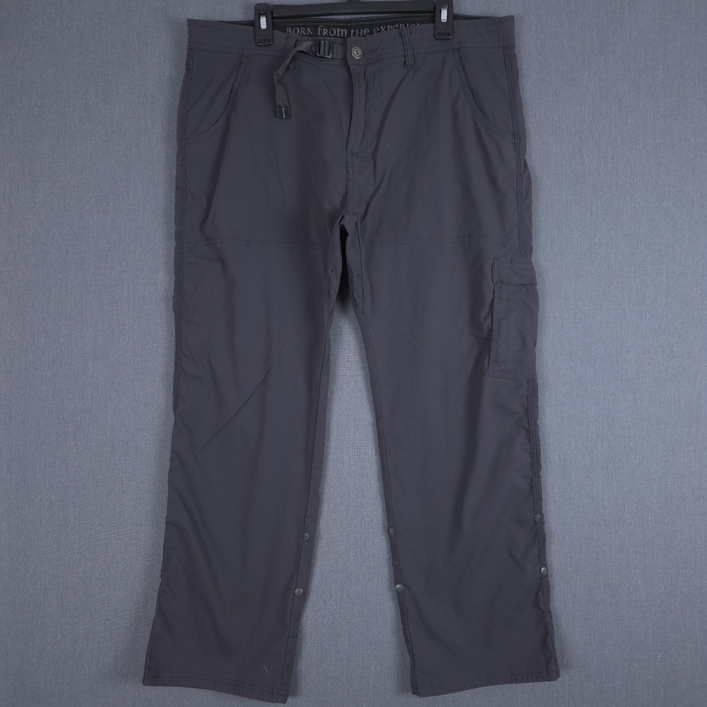 Prana Stretch Zion Pants Mens 40x30 (Fits 38x29) Gray Nylon Blend Outdoor Hiking
